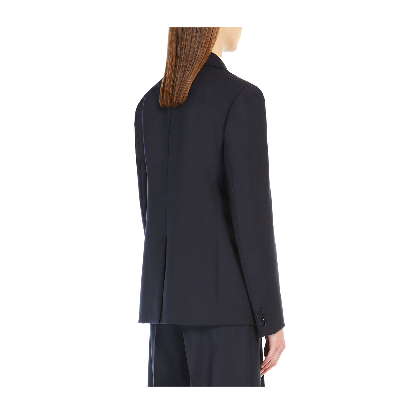 Blazer Donna in lana natural stretch Blu modella retro