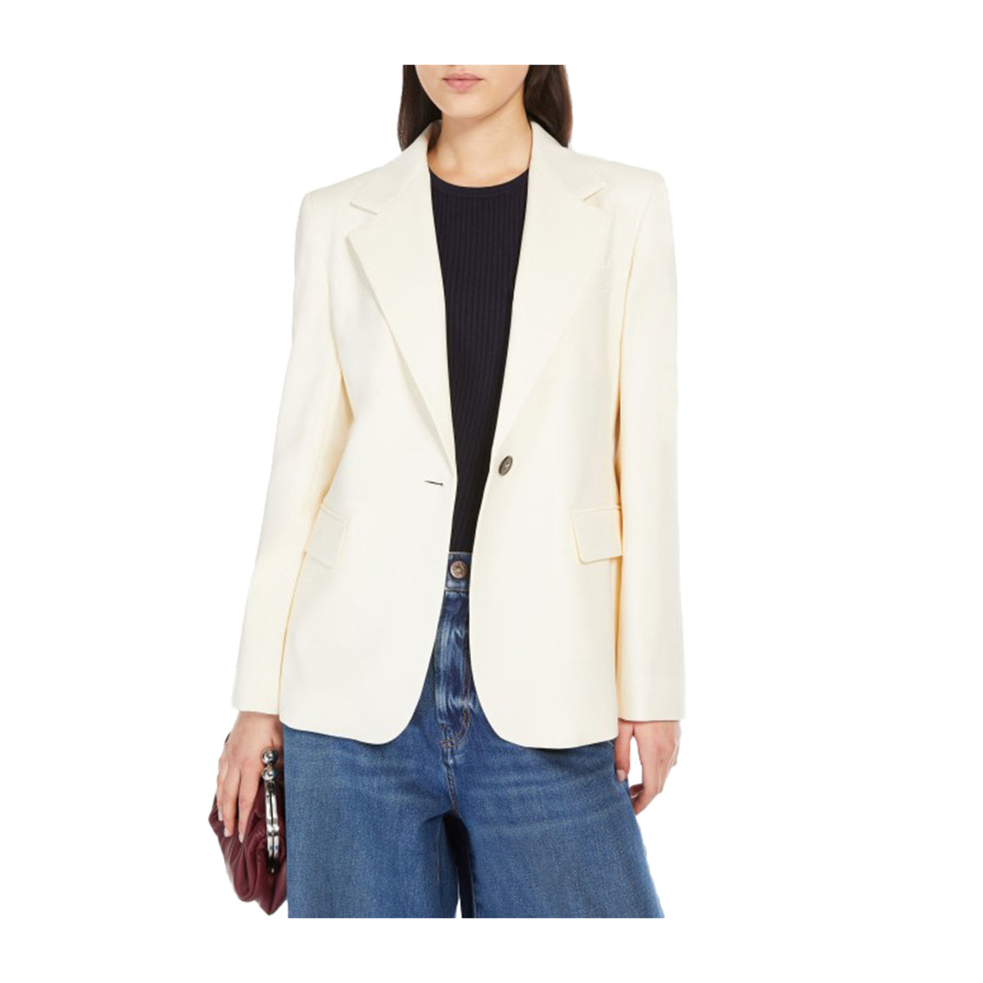 Blazer Donna Bianco monopetto in lana