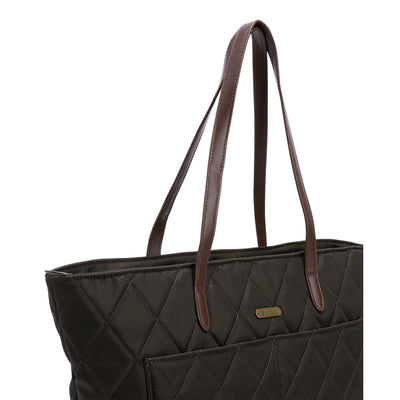 Borsa Donna a spalla trapuntata Verde oliva dettaglio manici