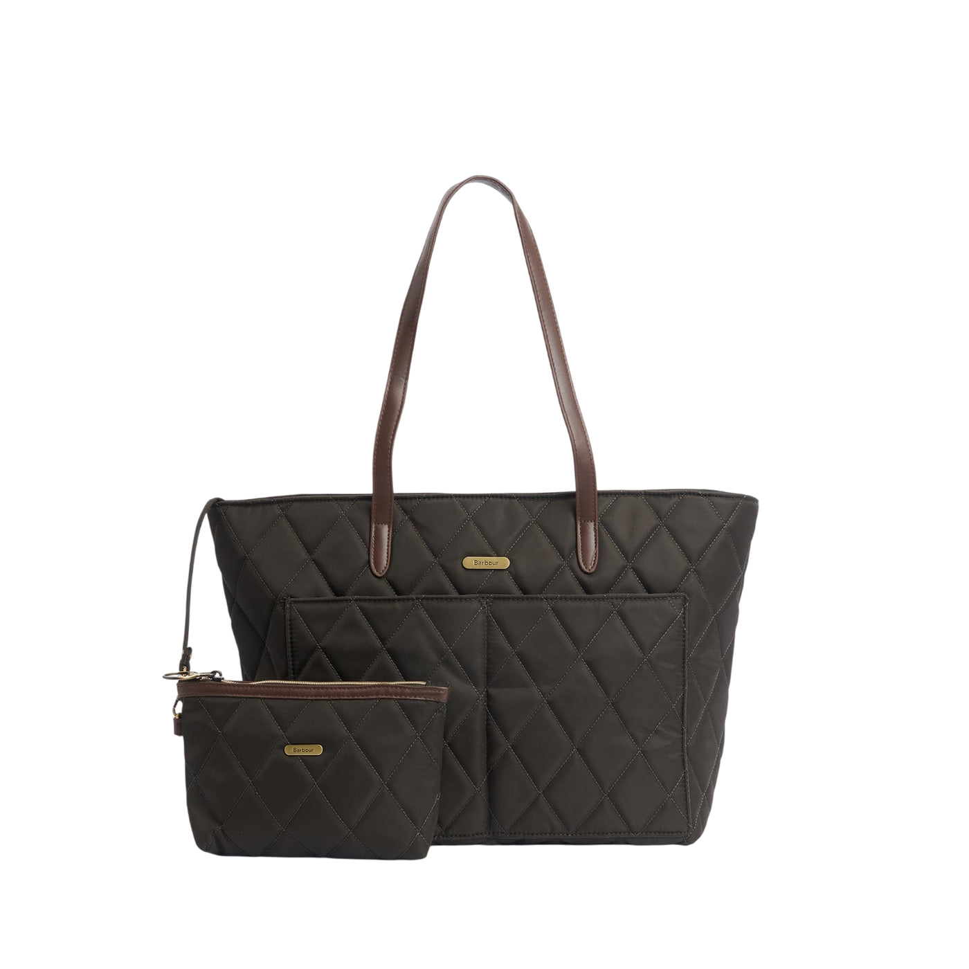 Borsa Donna a spalla trapuntata Verde oliva con pochette aggiunta