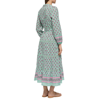 Abito Leyde lungo da donna con stampa floreale modella retro