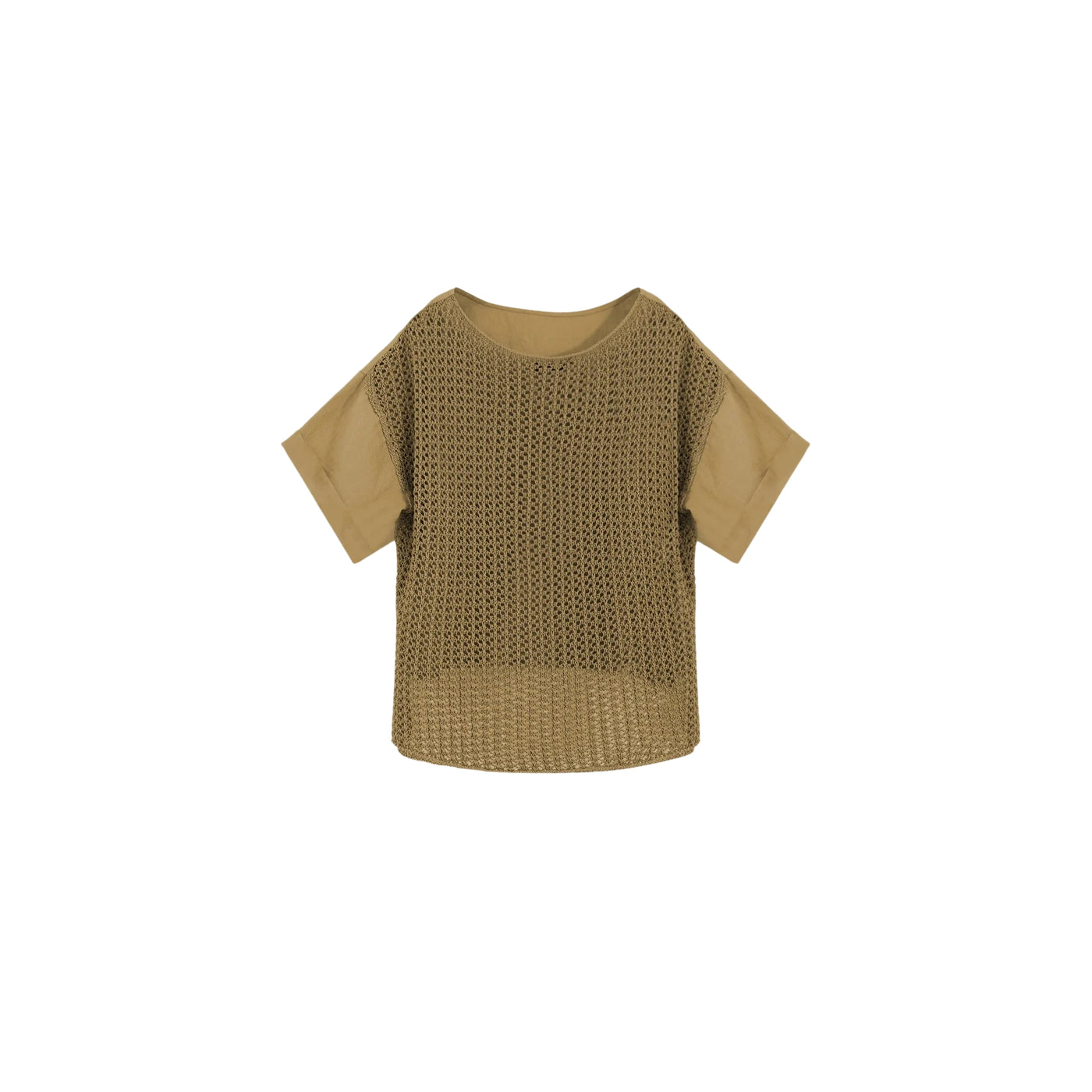 T-shirt Donna in lino Beige con retro traforato retro
