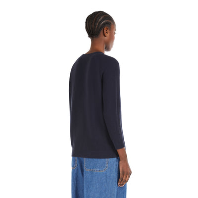 Maglia Donna in tinta unita blu modella retro