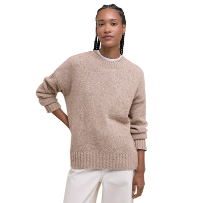 Maglione girocollo Donna Lavensdale Beige modella frontale