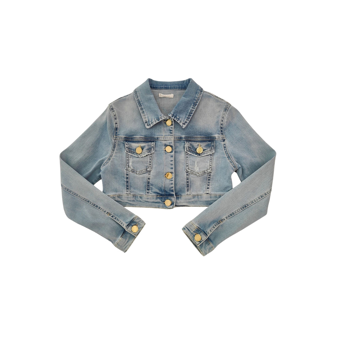 Jeans Twin Set Giubbotti Giubbotto Cropped Da Bambina In Denim