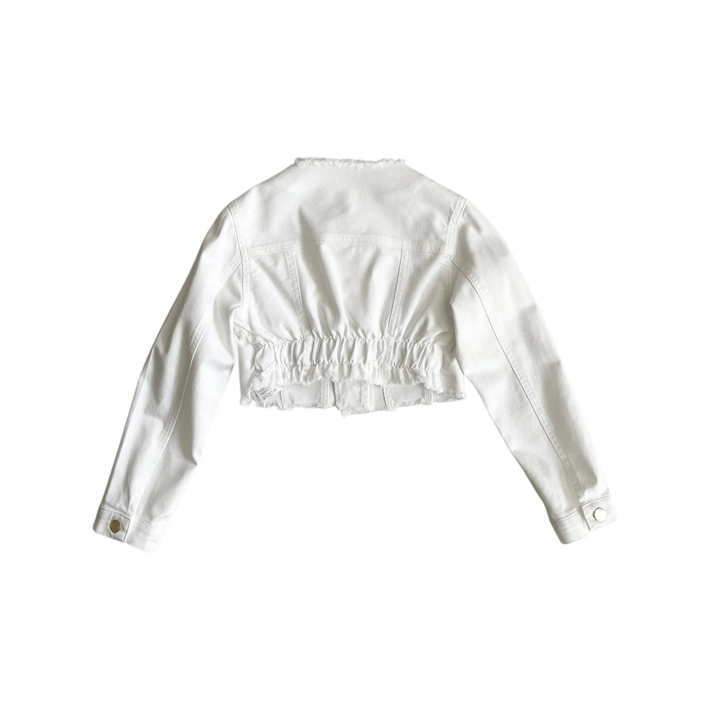 Giacca Bambina cropped in Denim Bianco retro