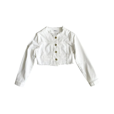 Giacca Bambina cropped in Denim Bianco