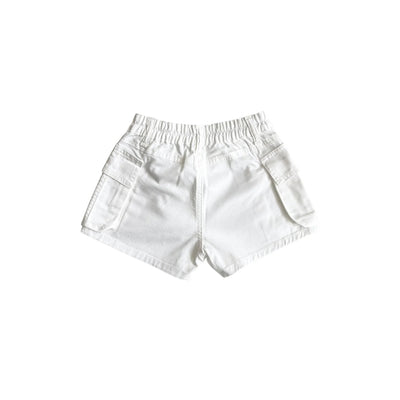 Shorts cargo Bambina in denim bianco retro