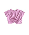 T-shirt cropped Bambina Rosa con con dettaglio