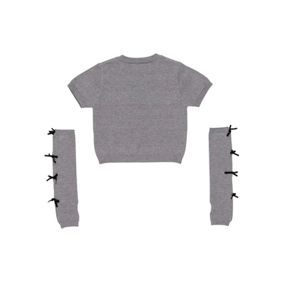Maglia Bambina con manicotti aggiunti Grigio retro
