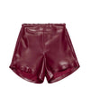 Shorts Bambina in ecopelle bordeaux