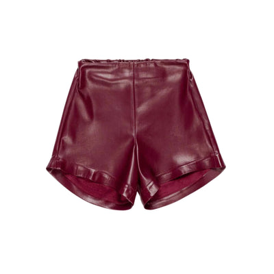 Shorts Bambina in ecopelle bordeaux