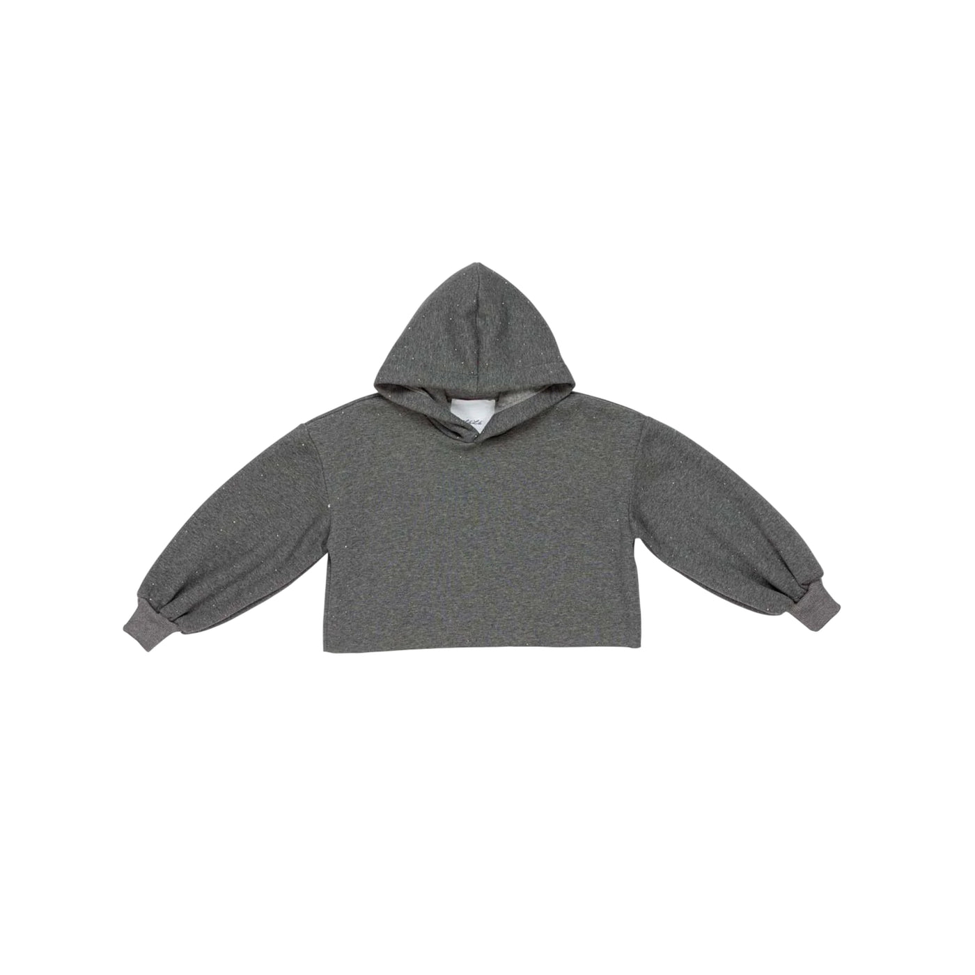 Felpa Bambina con cappuccio e strass Grigio