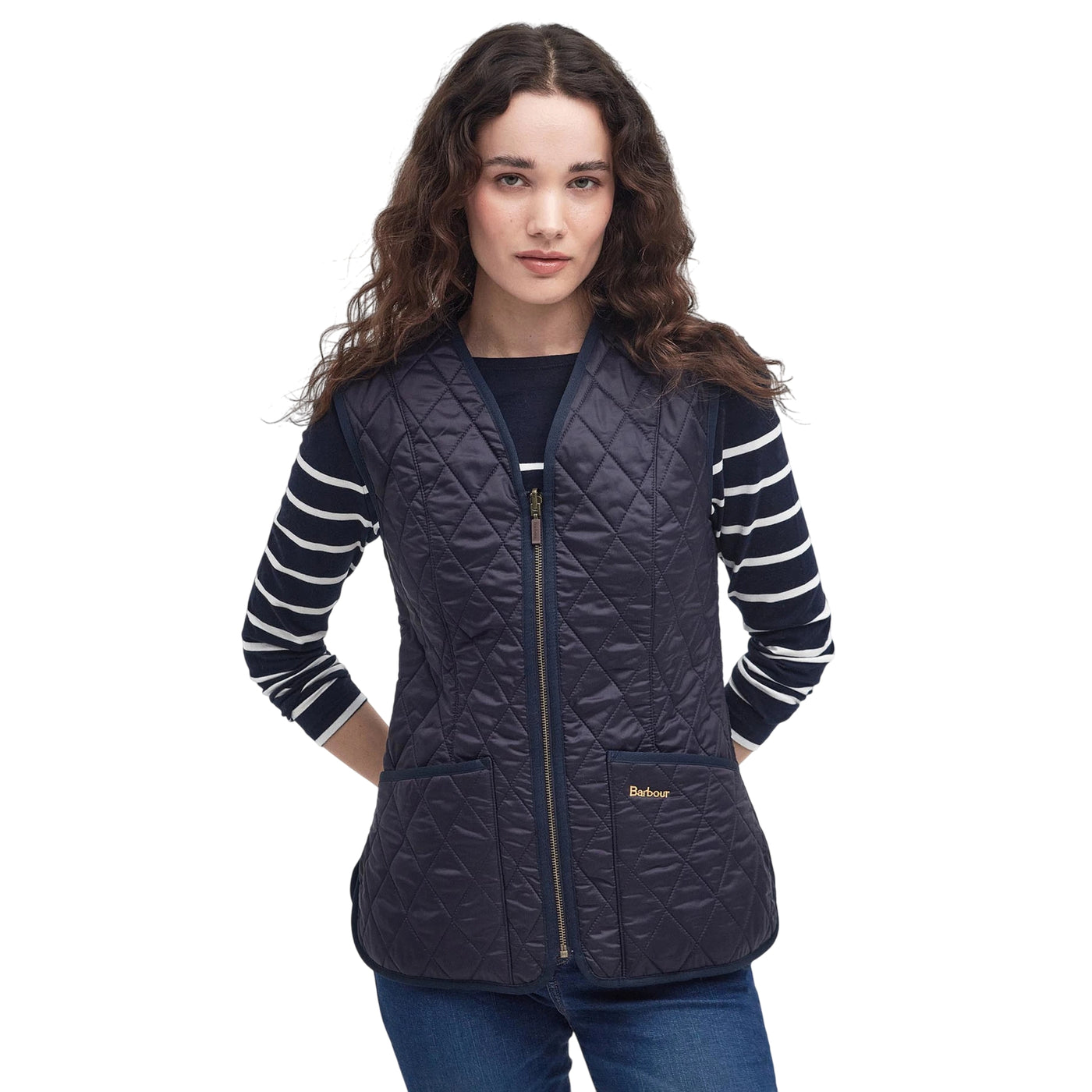 Gilet Donna con fodera in pile Betty Navy modella frontale