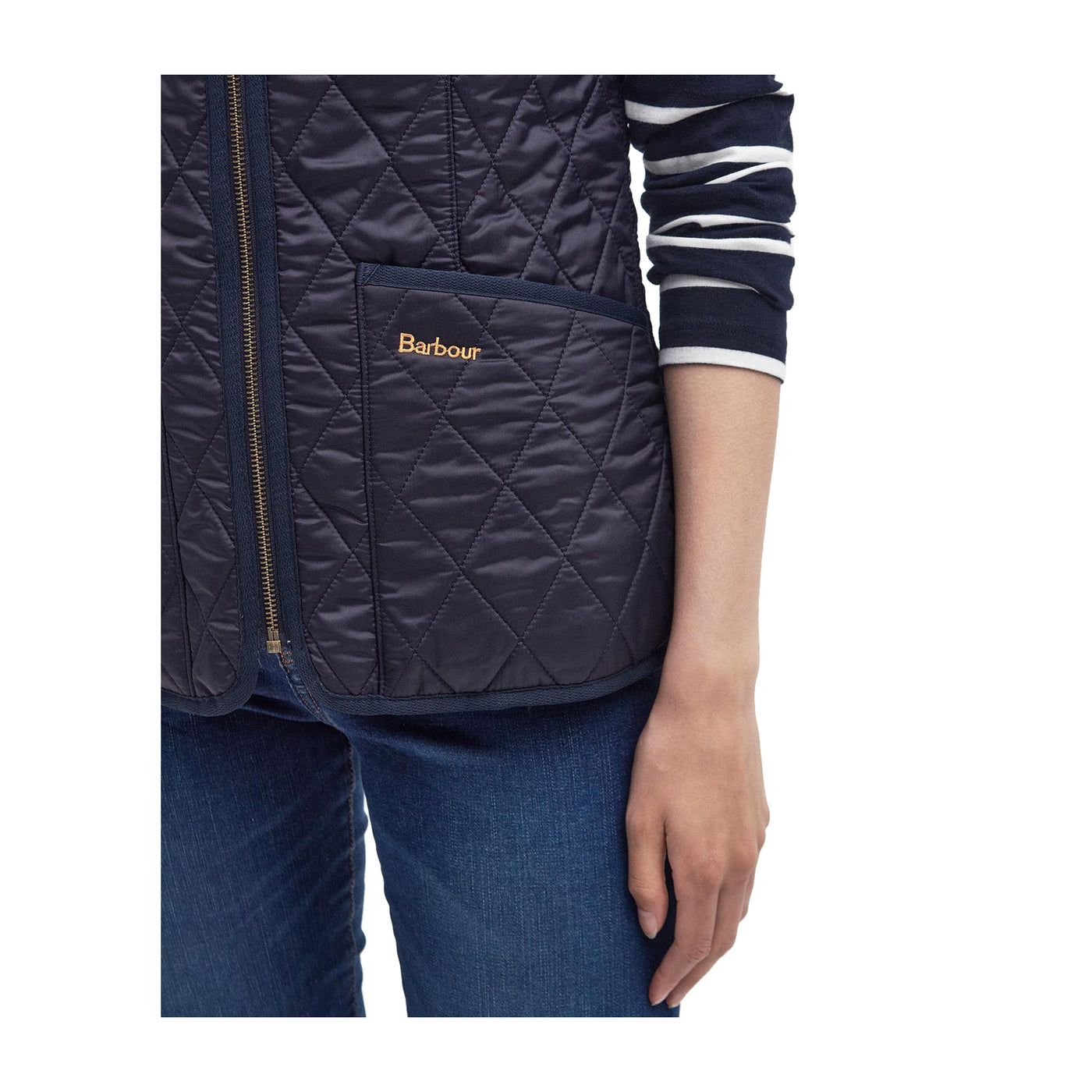 Gilet Donna con impunture a rombi e tasche applicate