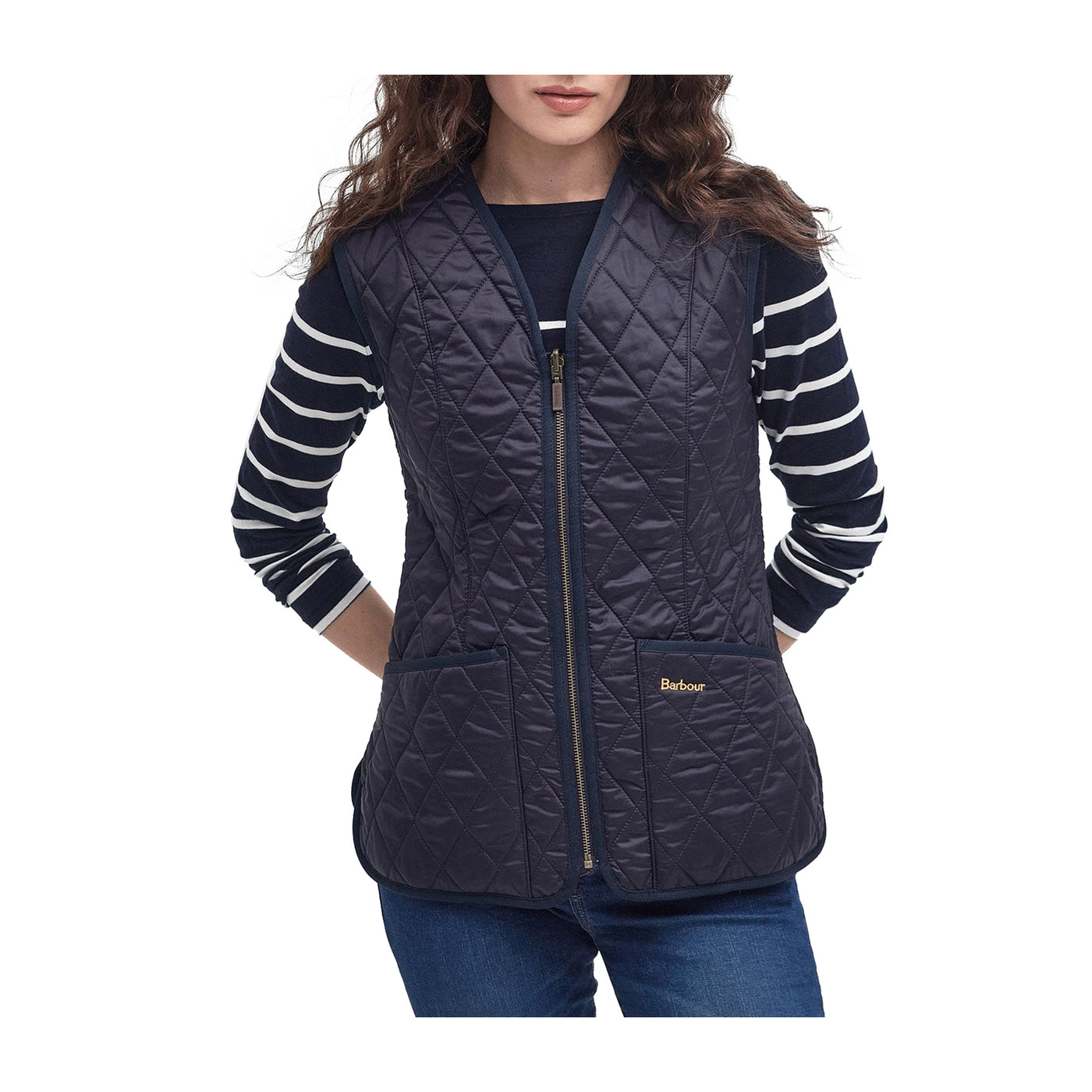 Gilet Donna con impunture a rombi e tasche applicate