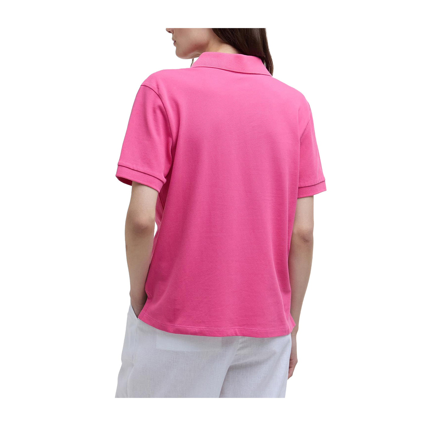 Polo Donna Bowford a tinta unita, con rifiniture tartan e ricamo logo 