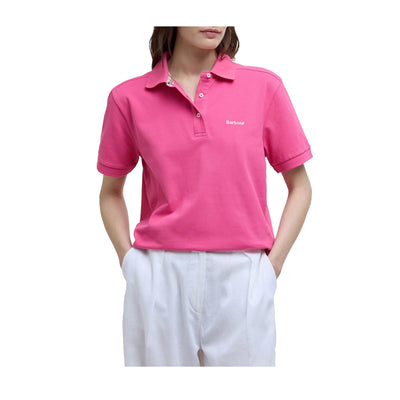 Polo Donna Bowford a tinta unita, con rifiniture tartan e ricamo logo 