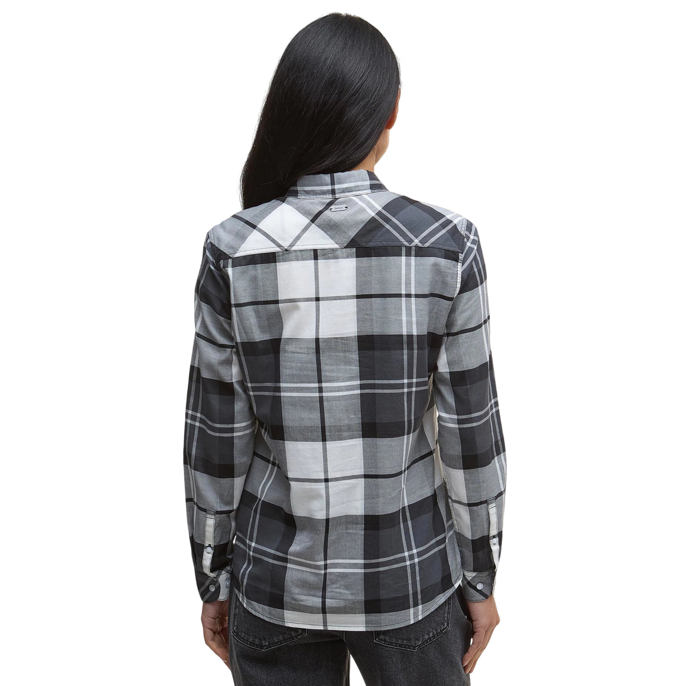 Camicia Donna classica modello Breton Grigio modella retro