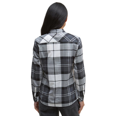 Camicia Donna classica modello Breton Grigio modella retro