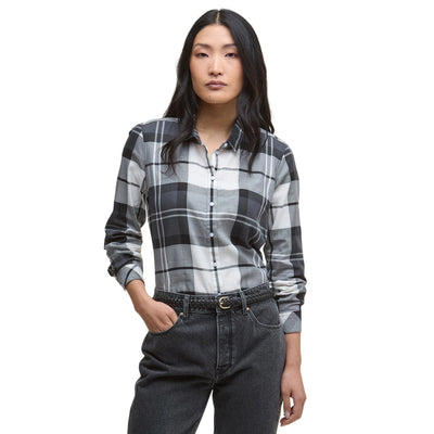 Camicia Donna classica modello Breton Grigio modella frontale