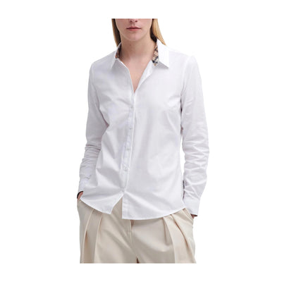 Camicia Donna Derwent in tinta unita bianca modella frontale