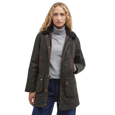 Giubbotto Donna Bower Wax con bottoni modella frontale