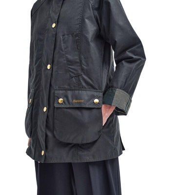 Giacca Donna cerata Beadnell, con interno tartan e colletto in velluto 