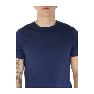 T-shirt Uomo in tinta unita Blu modello frontale ravvicinato