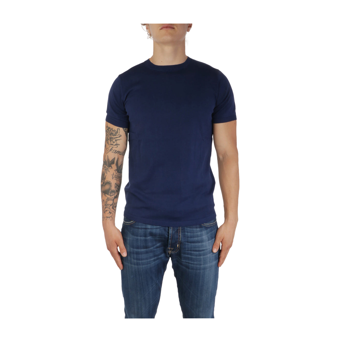 T-shirt Uomo in tinta unita Blu modello frontale