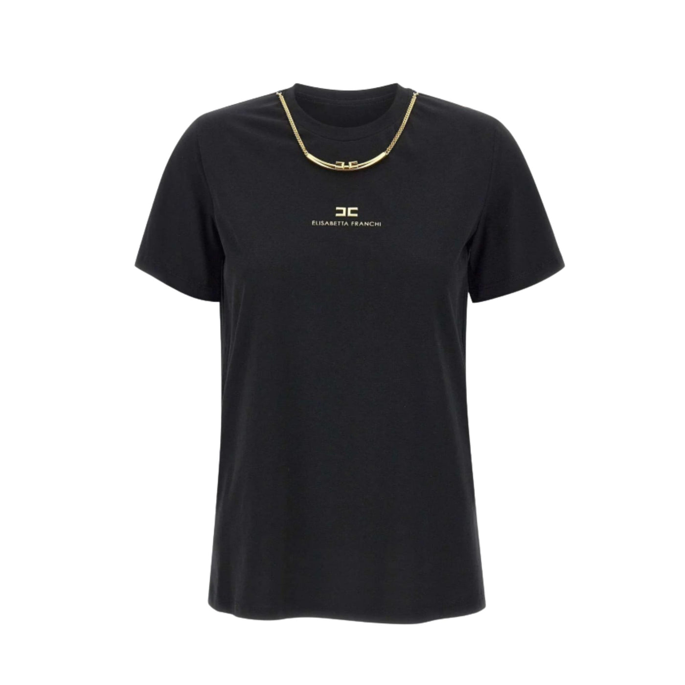 T-shirt Donna Nera con collana dorata