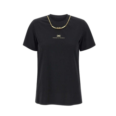 T-shirt Donna Nera con collana dorata