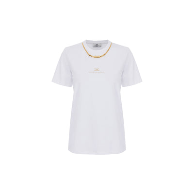 Acquista subito la T-shirt Donna, in jersey di cotone, a maniche corte e dettaglio con logo a rilievo firmata Elisabetta Franchi su Old England: vieni a scoprire tutta la collezione sul nostro sito 