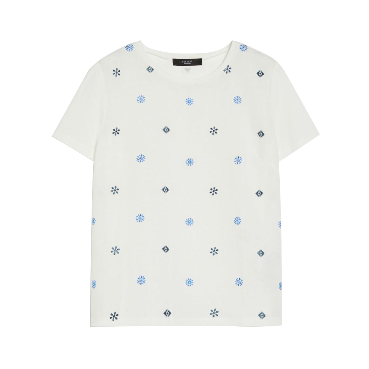 Women's T-Shirt with blue and green geometric prints