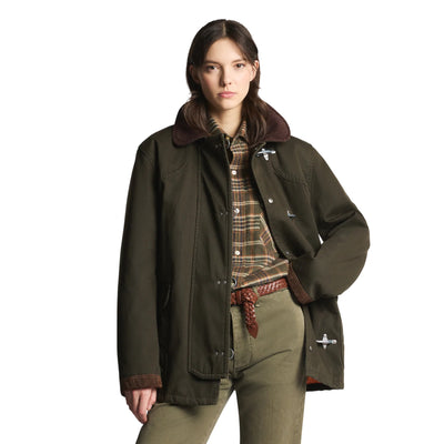 Giubbotto Unisex a 4 ganci Verde militare modella frontale