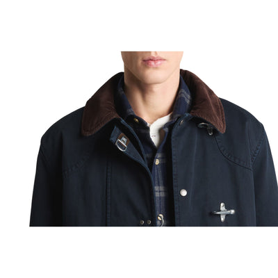 Giacca 4 Ganci in Cover di Cotone Blu Navy