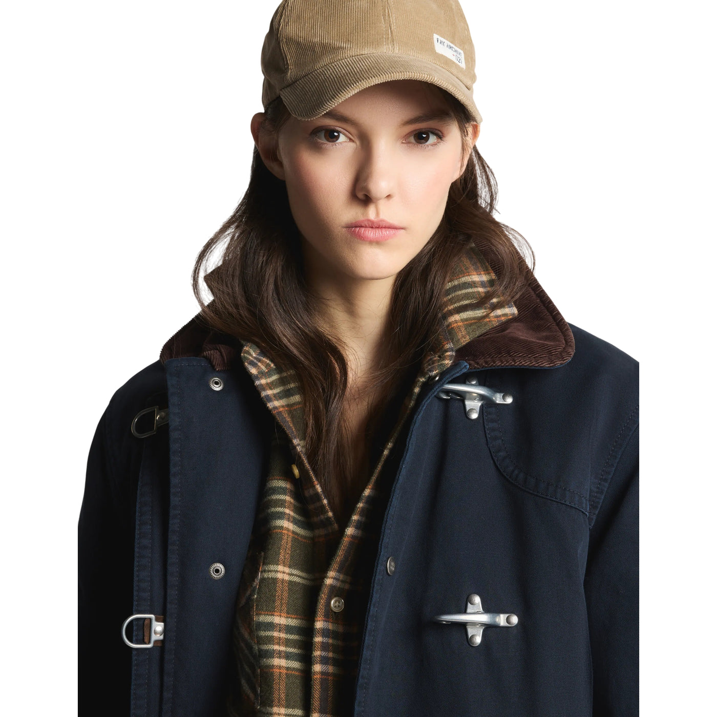 Giacca 4 Ganci in Cover di Cotone Blu Navy