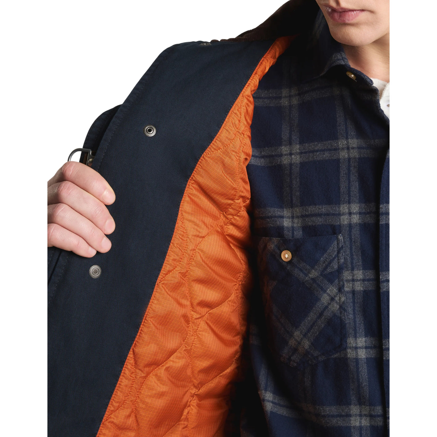 Giacca 4 Ganci in Cover di Cotone Blu Navy