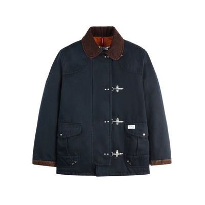 Giacca 4 Ganci in Cover di Cotone Blu Navy