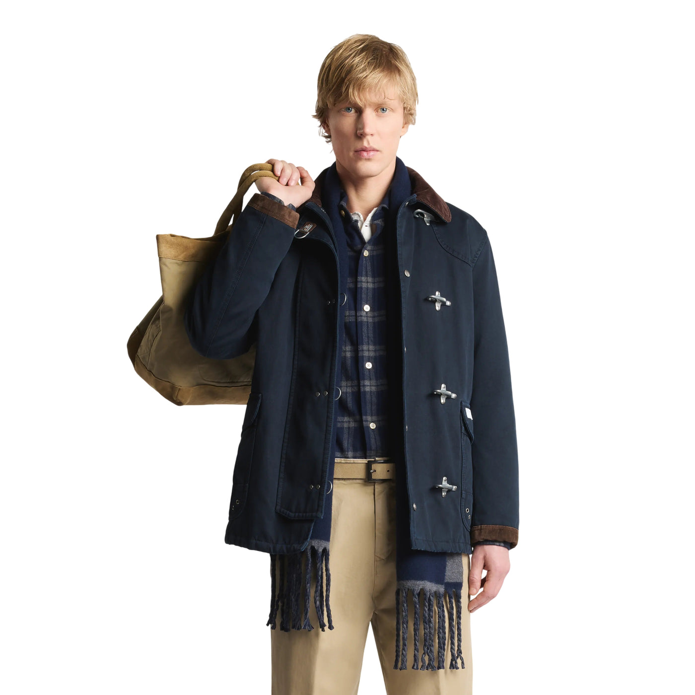 Giacca 4 Ganci in Cover di Cotone Blu Navy