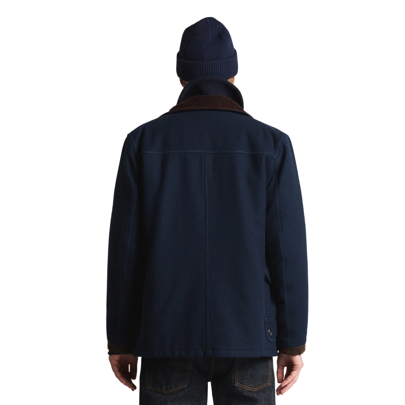 Cappotto Unisex in panno di lana, con colletto in velluto e ganci