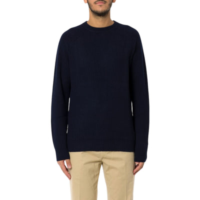 Maglia Uomo Marine, a costine, con scollatura girocollo