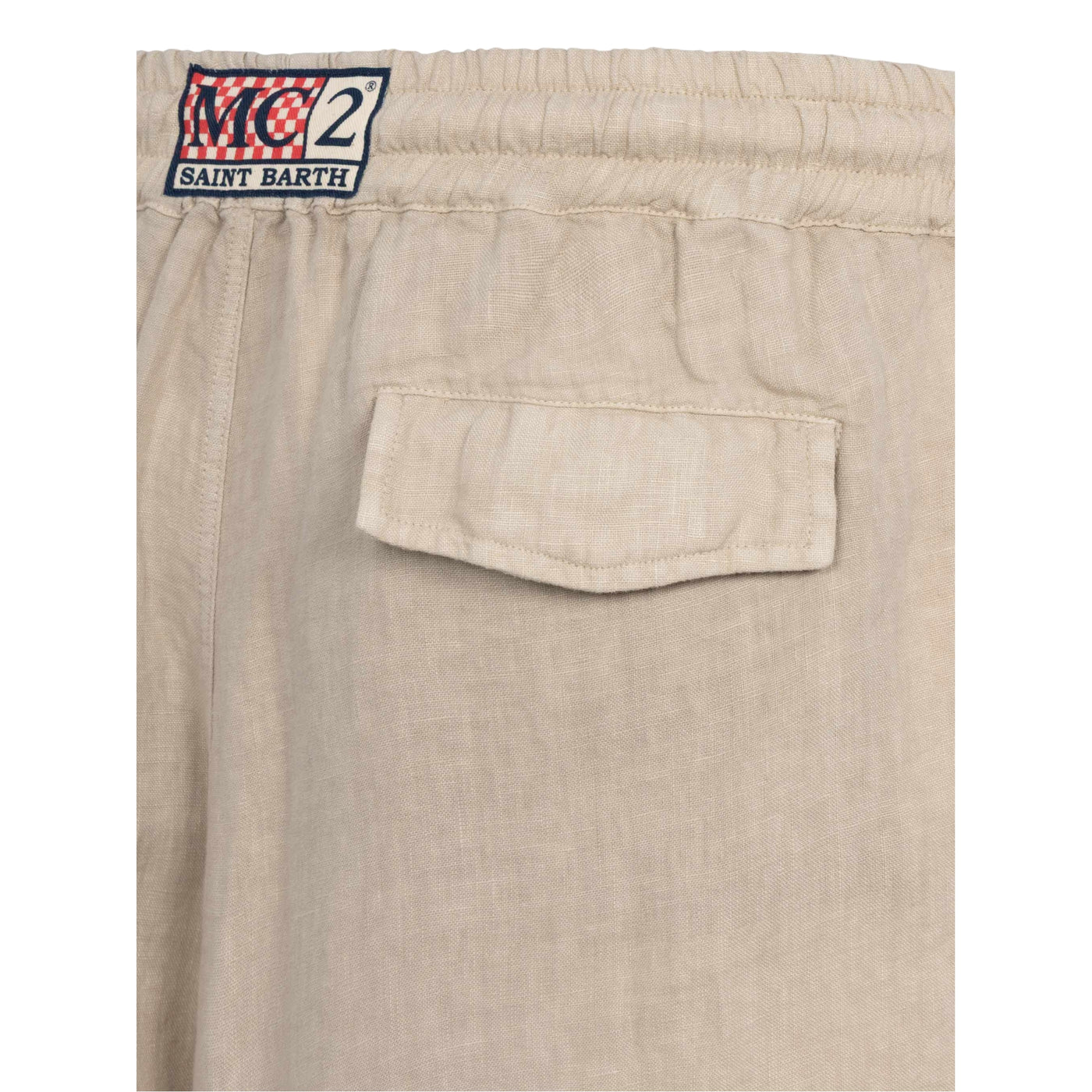 Bermuda Uomo Marseille in lino beige dettaglio tasca