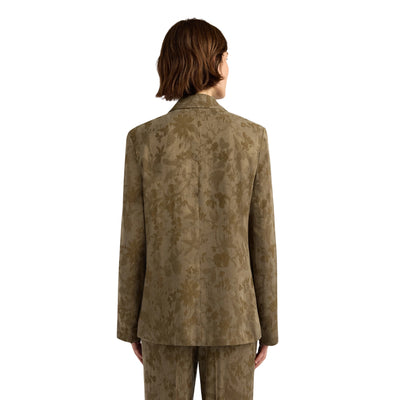 Giacca Donna monopetto jacquard Verde militare modella retro