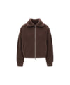 Cardigan Donna con zip Marrone
