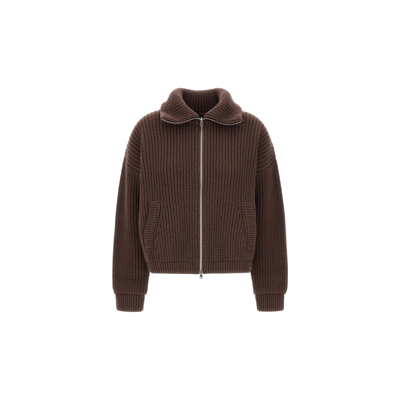 Cardigan Donna con zip Marrone