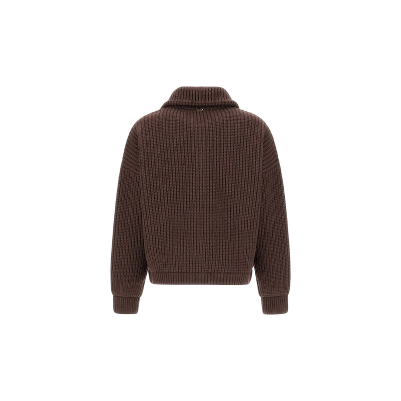 Cardigan Donna con zip Marrone retro