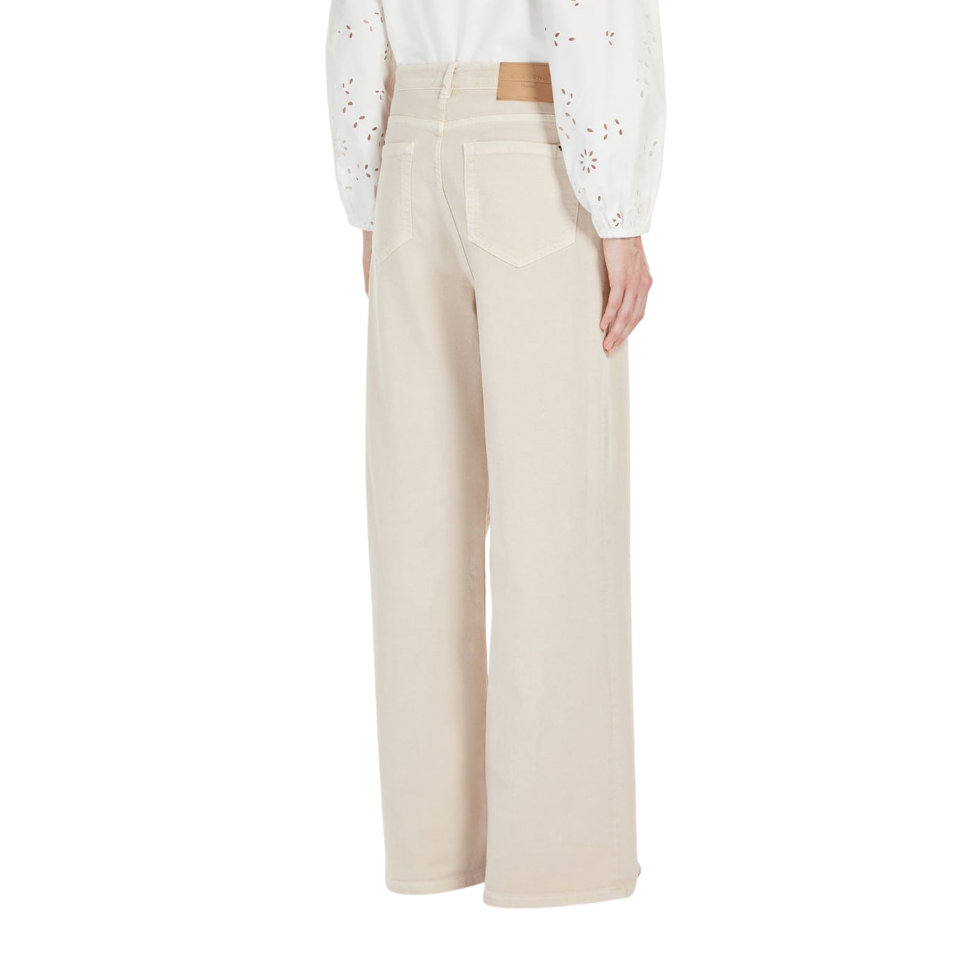 Pantaloni Donna Wide leg beige chiaro modella retro