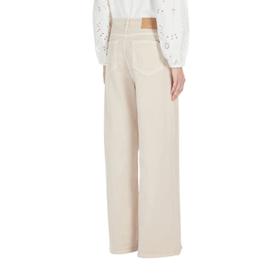 Pantaloni Donna Wide leg beige chiaro modella retro