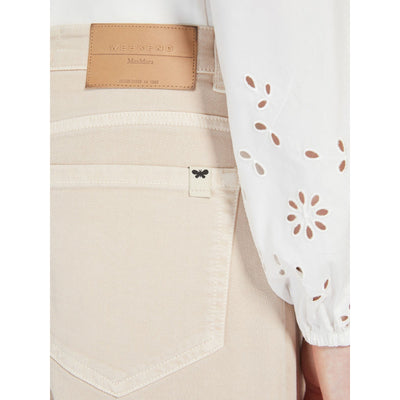 Pantaloni Donna Wide leg beige chiaro dettaglio retro ravvicinato